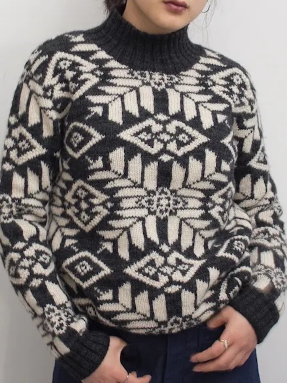 Vintage Ralph Lauren Hand Knit 100% Worsted Wool Fair Isle Nordic Sweater